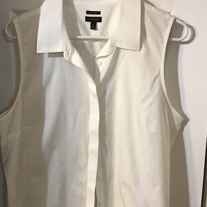 Talbots Ivory Sleeveless Collared Blouse